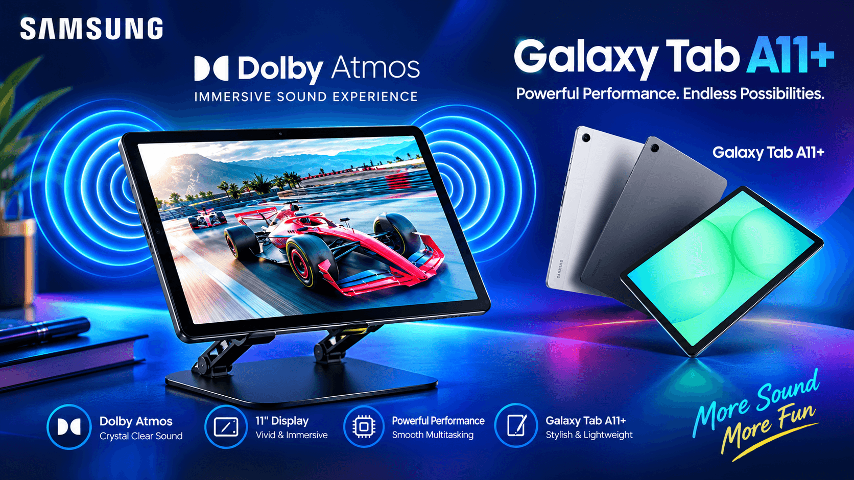 Gray Color Samsung Galaxy Tab A11+ Review Expandable 128GB Storage Memory