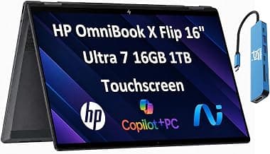 OmniBook X Flip 16" 2-in-1 Laptop, Intel Ultra 7 256V, 16GB DDR5 1TB SSD