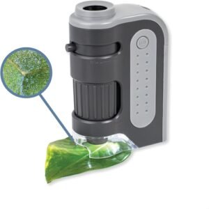 Carson MicroBrite Plus 60x-120x Accurate LED Lighted Pocket Microscope, Portable Educational STEM Toy, Mini Handheld Microscope