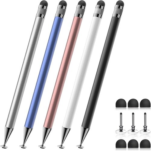 Stylus (5 Pcs), 2-in-1 Stylus Pen for Touch Screen, High Precision and Sensitivity, Suitable for iPhone/ipad/Android Tablets