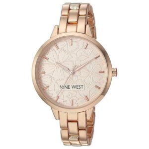 Deals Nine West Women's Floral Dial Bracelet Watch