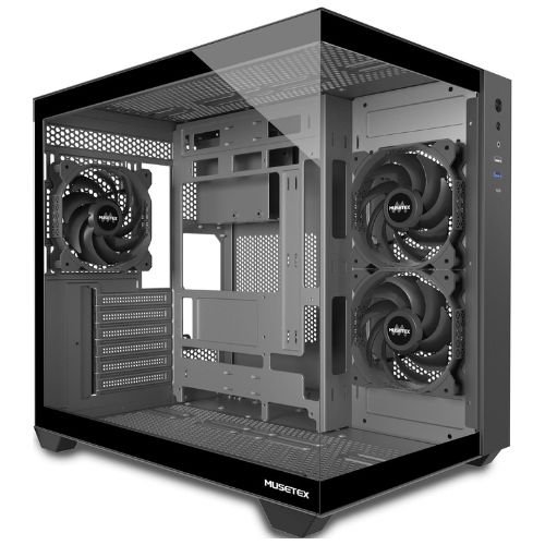 MUSETEX ATX PC Case, 3 x 120mm Fans Pre-Installed