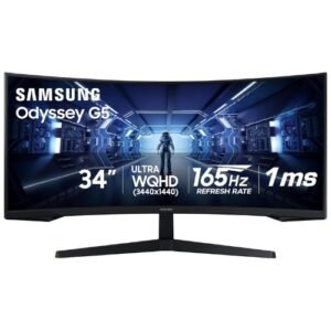SAMSUNG 34' Odyssey G5 Ultra-Wide Gaming Monitor with 1000R Curved Screen