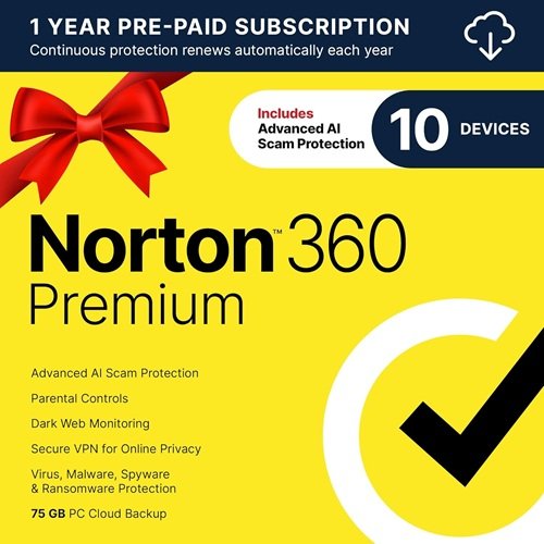 Norton 360 Premium 2026 Ready, Antivirus software for 10 Devices with Auto-Renewal