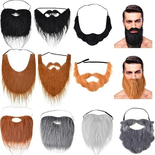 10 Pcs Fake Beards Costume Old Man Mustache Costume