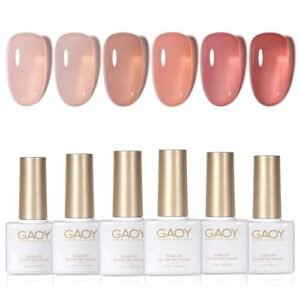 GAOY Jelly Nude Gel Nail Polish Set, 6 Transparent Colors