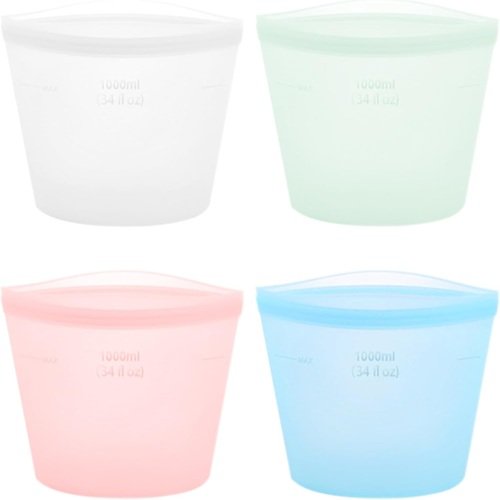4-Pack Reusable Silicone Food Storage Bags