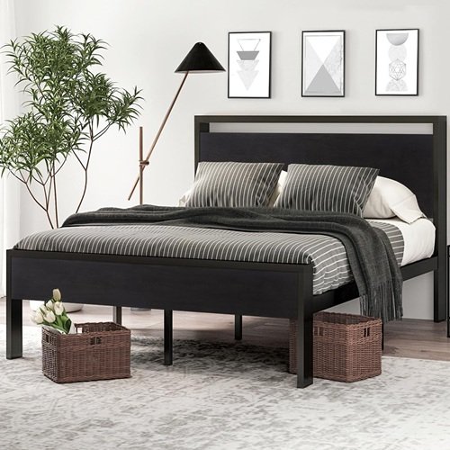 SHA CERLIN 14 Inch Full Size Metal Platform Bed Frame