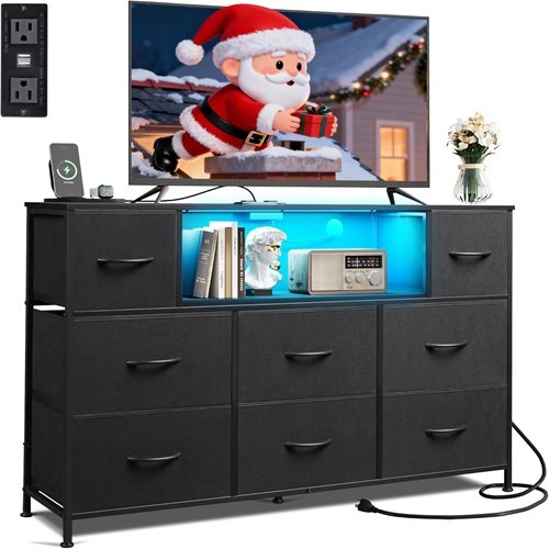 WLIVE Black Dresser TV Stand