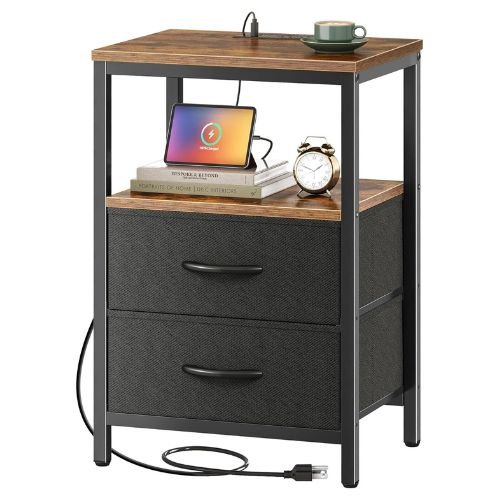Huuger Nightstand with Charging Station